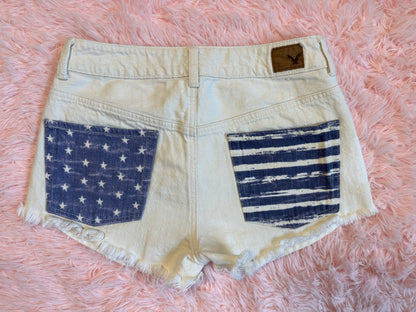 American Eagle 🦅- Stars & Stripes Beige Denim Shorts