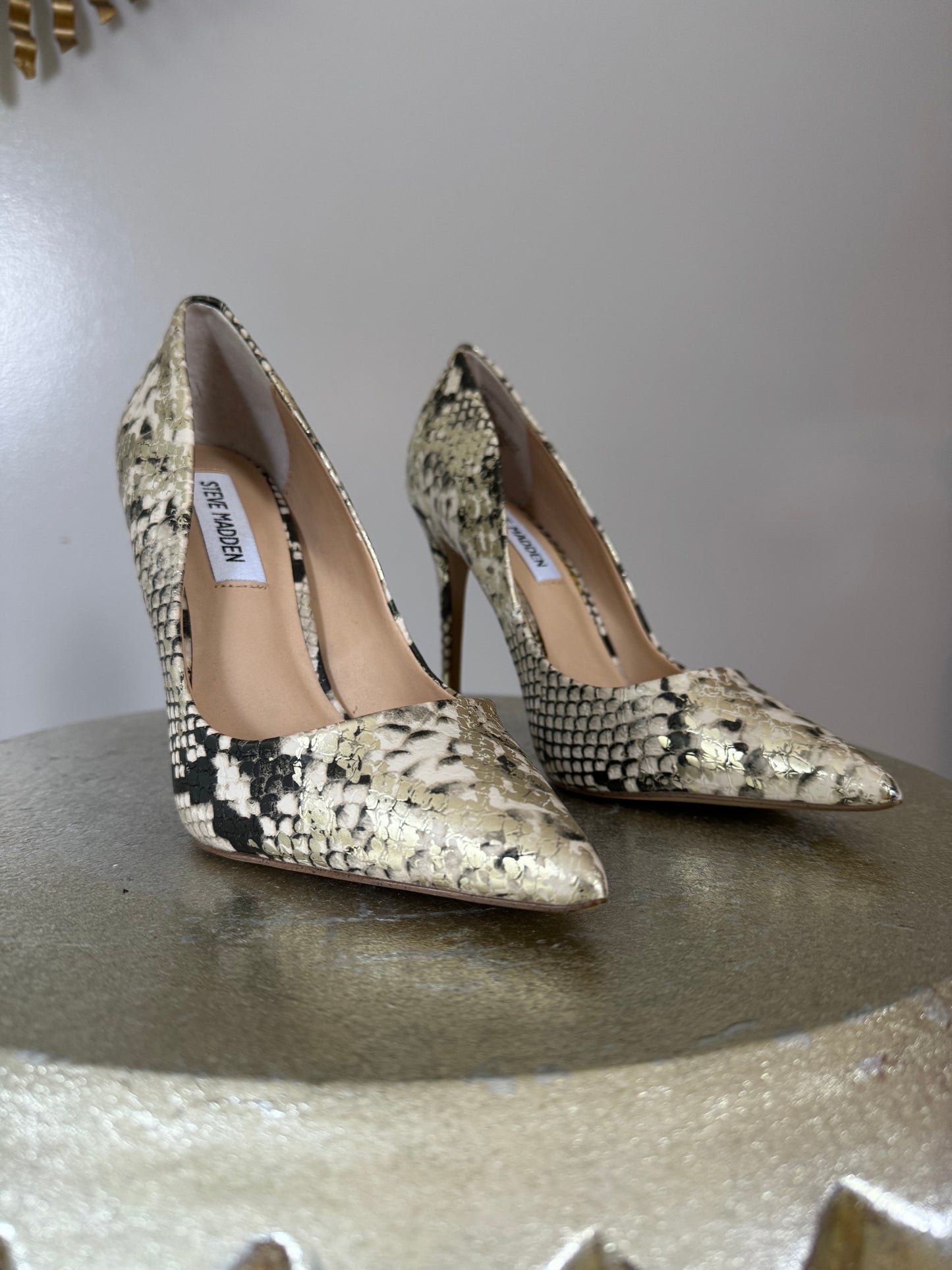 Steve Madden - Gold Vala Snakeskin Pumps