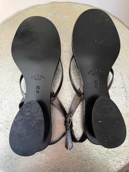 Yves Saint Laurent Black Jeweled T-Strap Slingback Sandals
