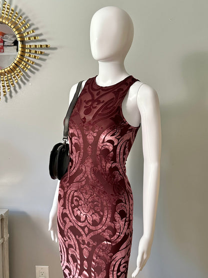 Windsor - Burgundy Velvet Burnout Mini Dress