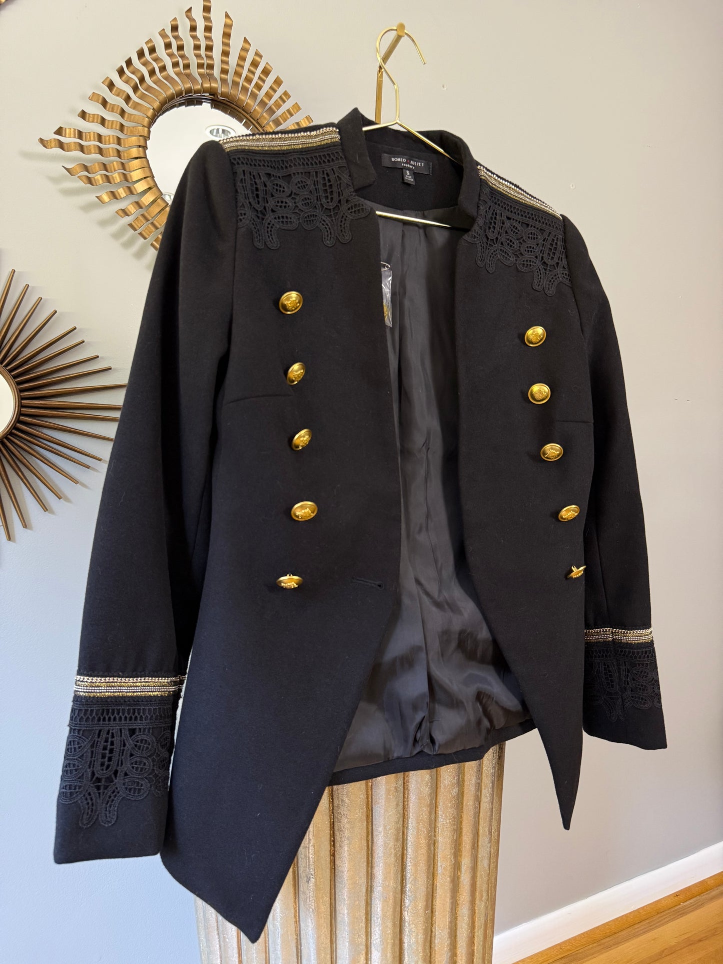 Romeo & Juliet Couture - Black Military Jacket w/ Gold Buttons