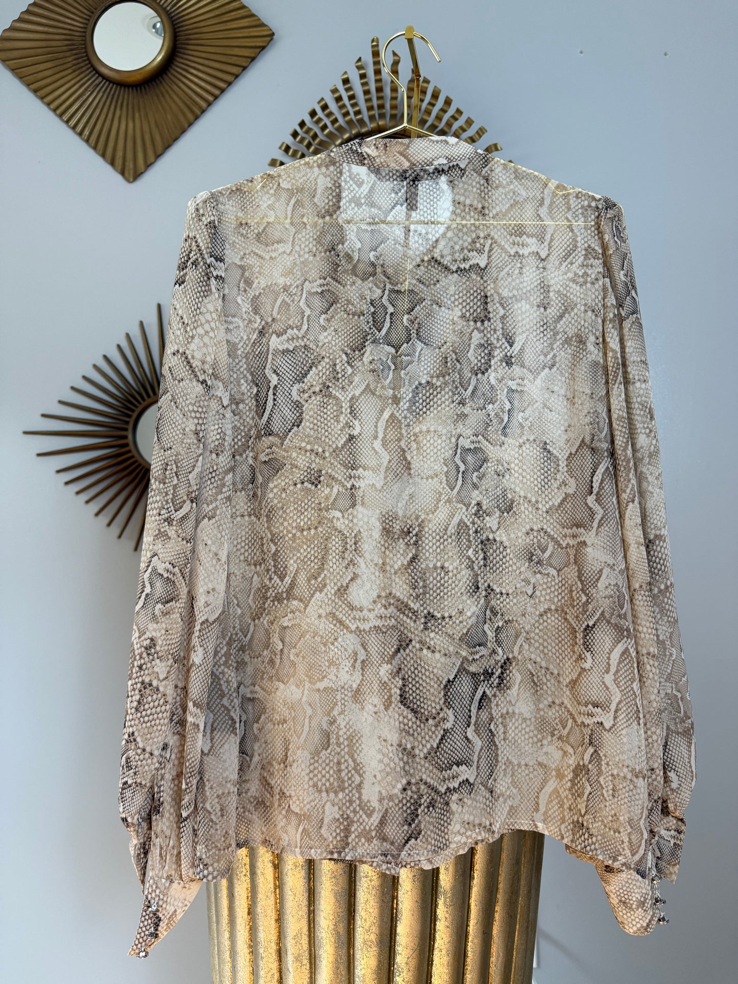 White House Black Market- Tan Python Skin Print Blouse