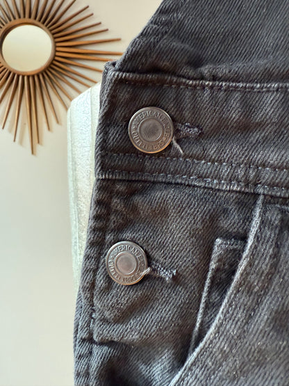 American Eagle - Black Distressed Short Overalls
