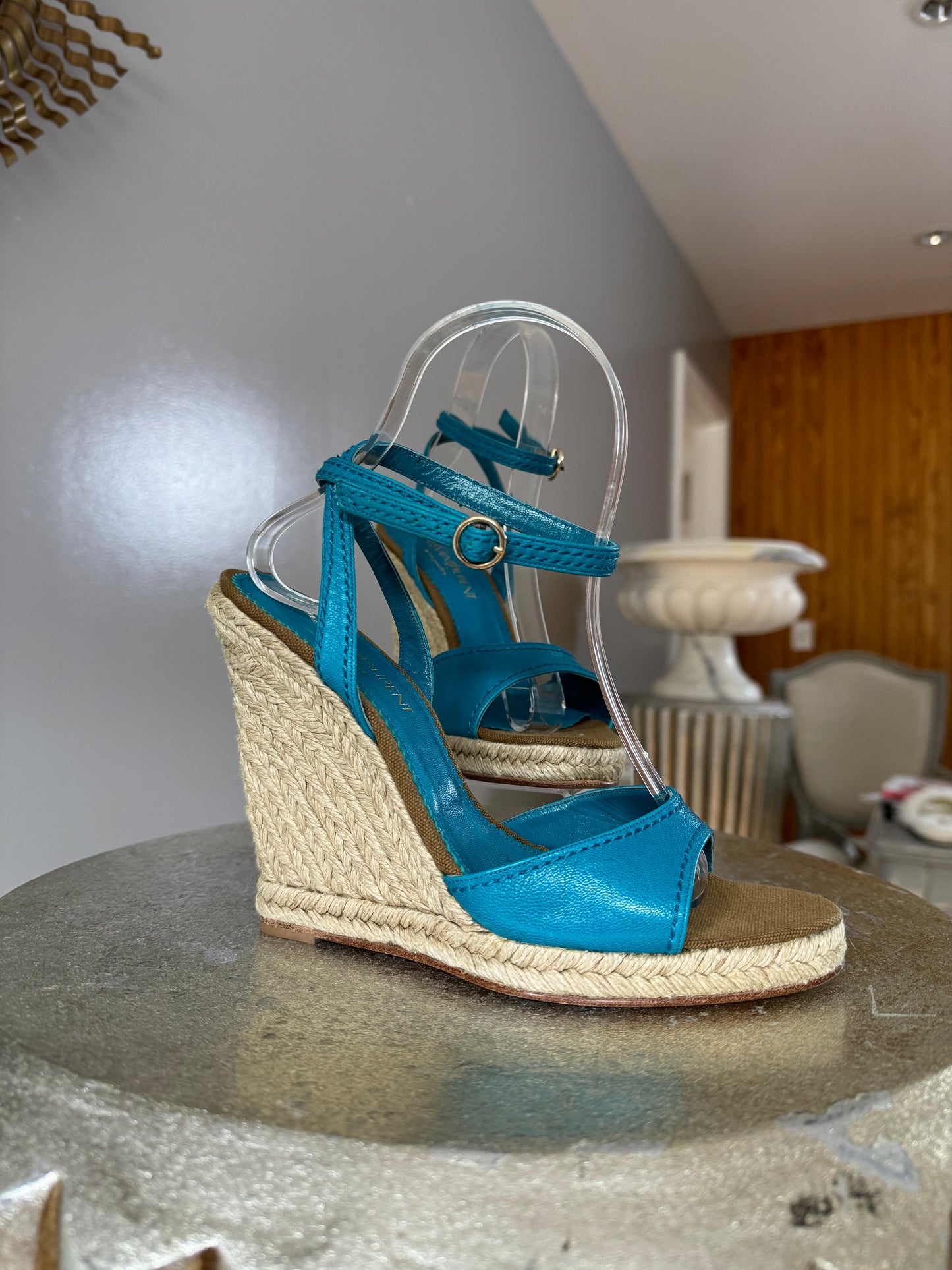 YSL - Blue Espadrille Wedge Sandals