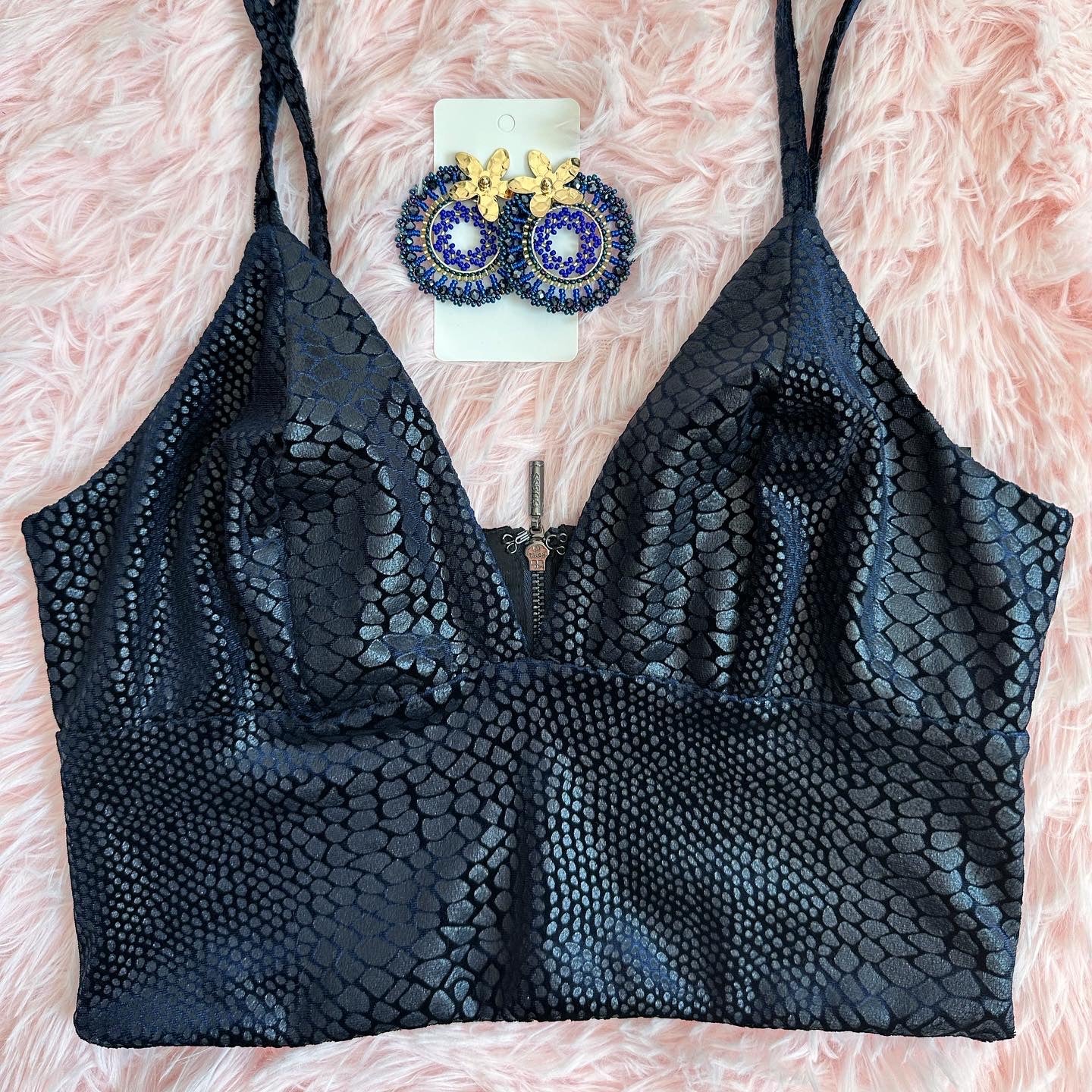 Guess - Blue Snakeskin Crop Top