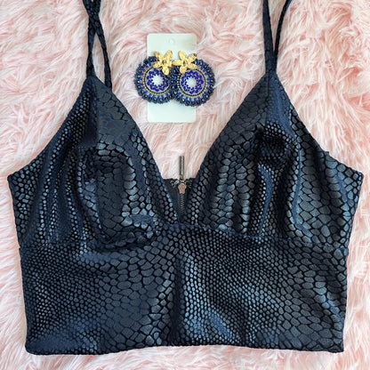 Guess - Blue Snakeskin Crop Top