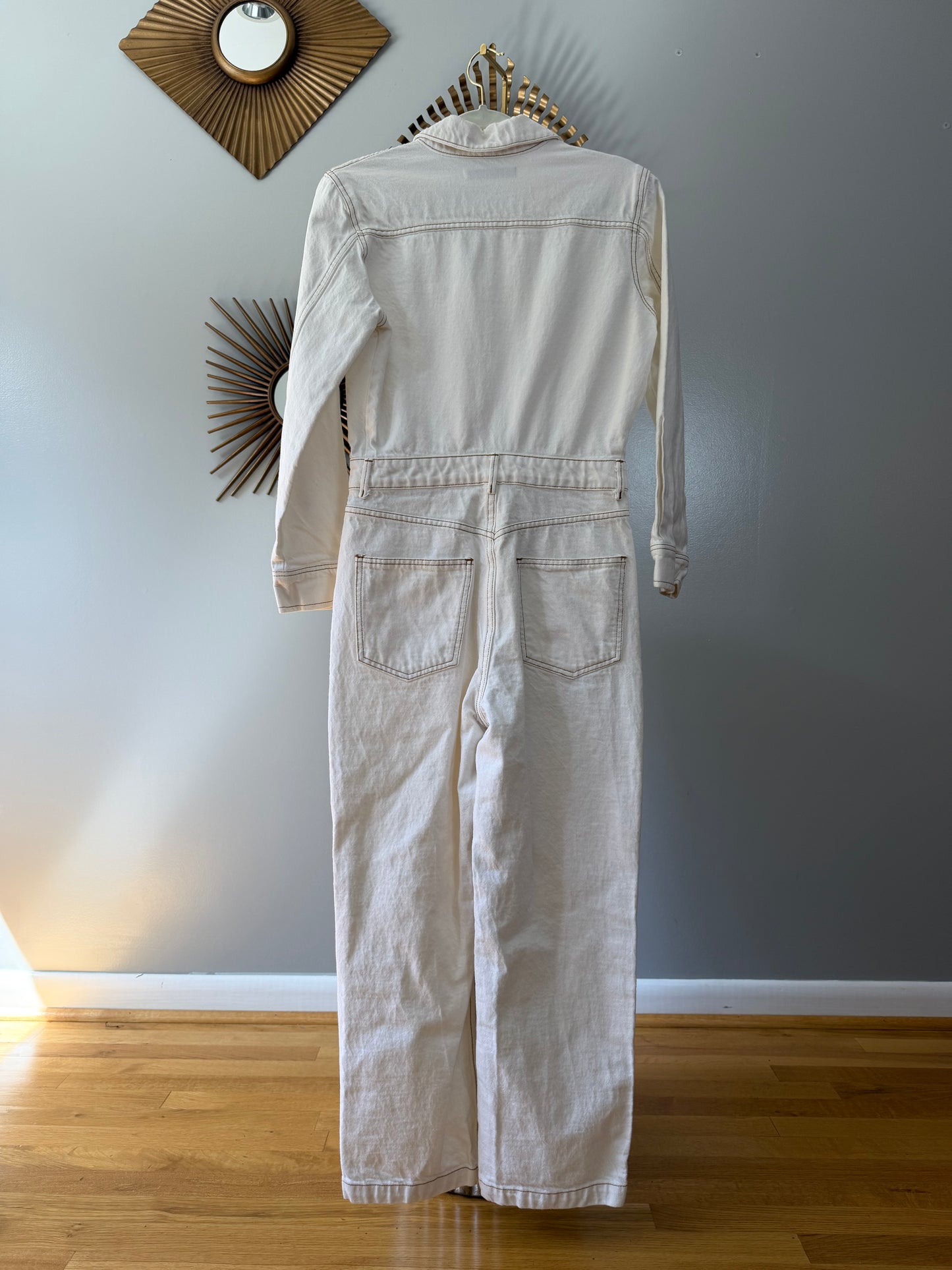 Zara - Beige Denim Jumpsuit