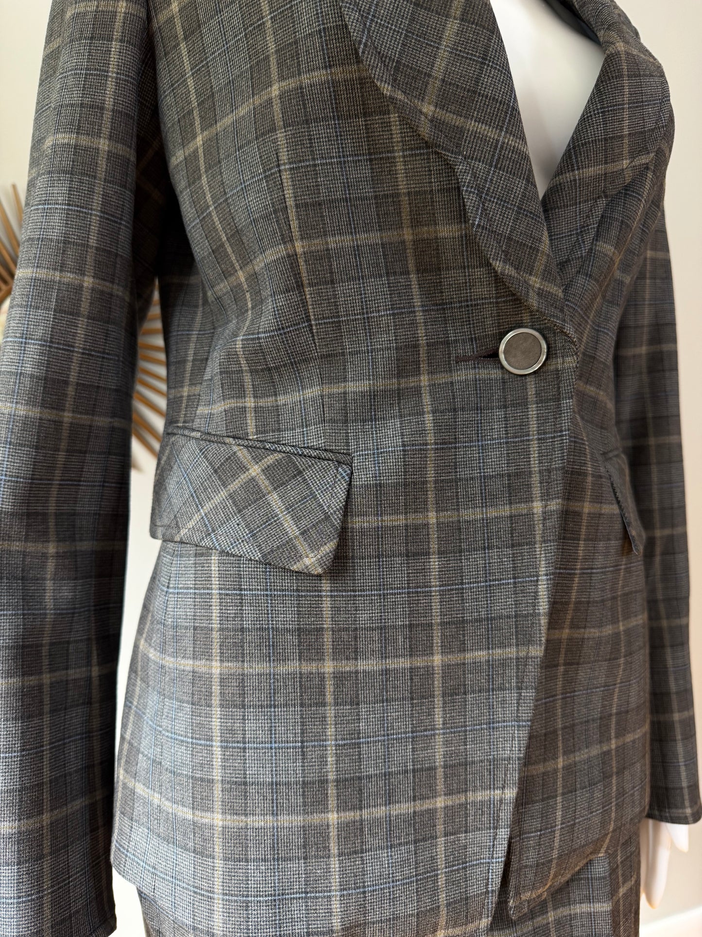Etcetera - Blue & Grey Plaid Pantsuit