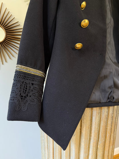 Romeo & Juliet Couture - Black Military Jacket w/ Gold Buttons
