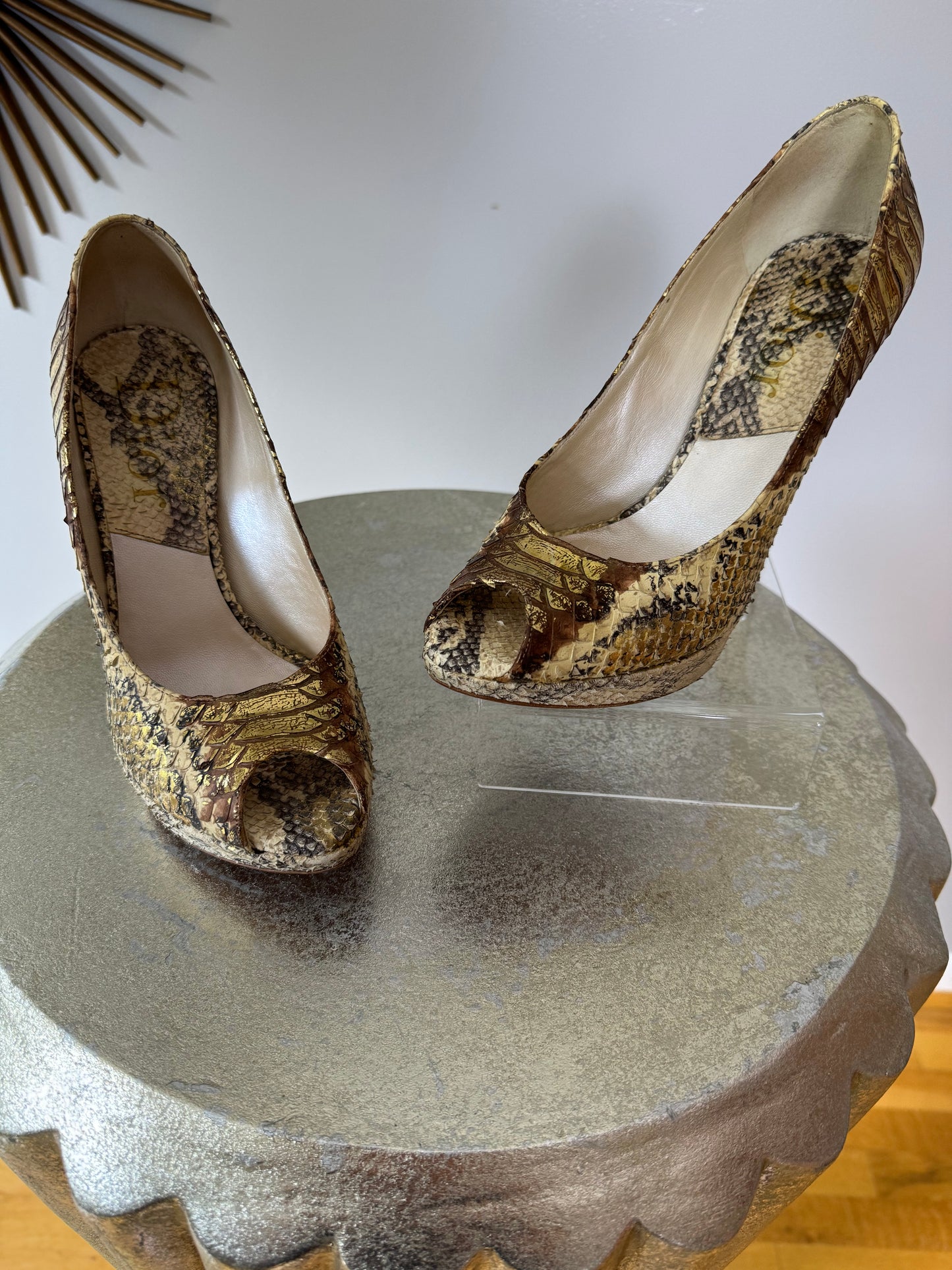 Dior - Gold Snakeskin Embossed Pumps