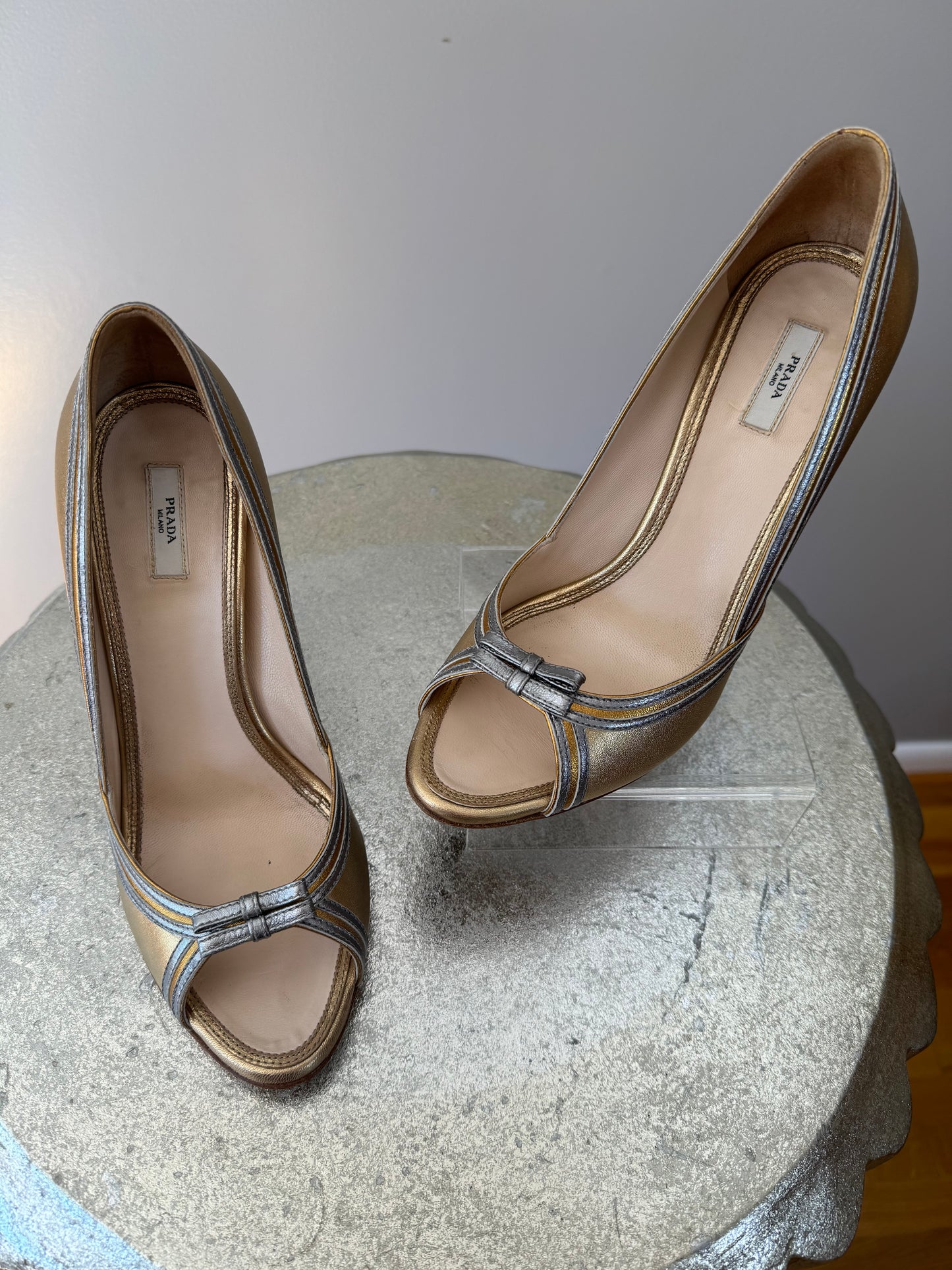 PRADA - Gold/Silver Calzature Donna Platino Heels