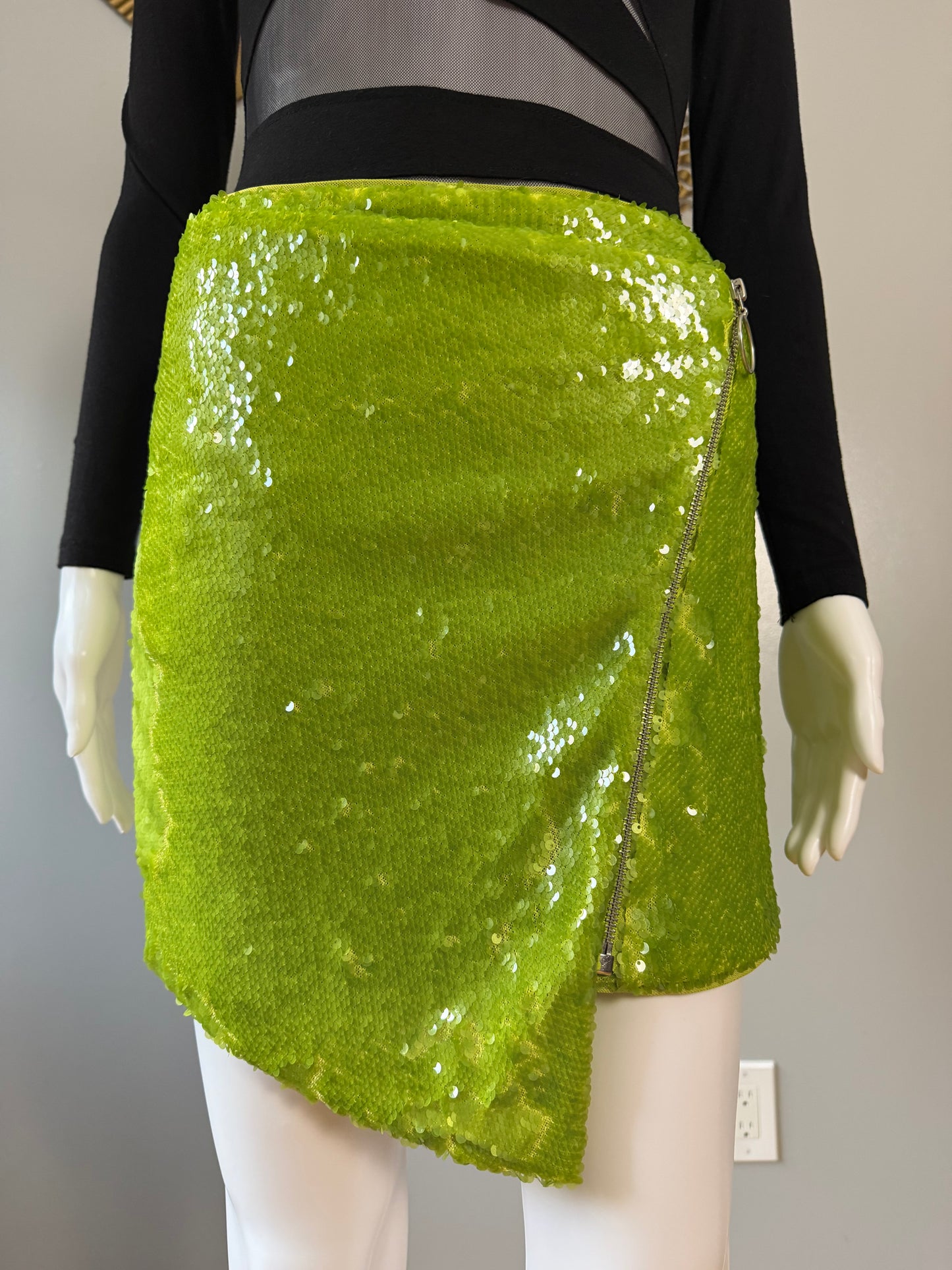 NBD - Green Apple Martini Sequin Mini Skirt