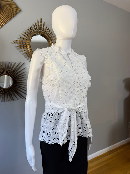 Rebecca Taylor - White Eyelet Cotton Top
