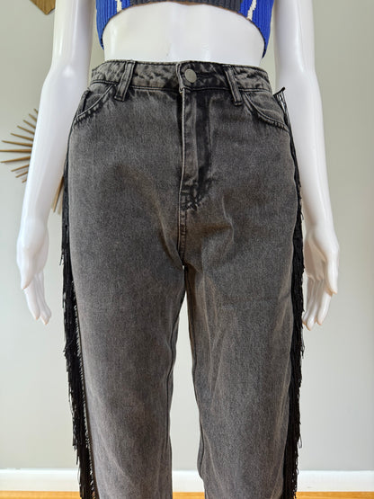 Nasty Gal - Black Fringe Jeans