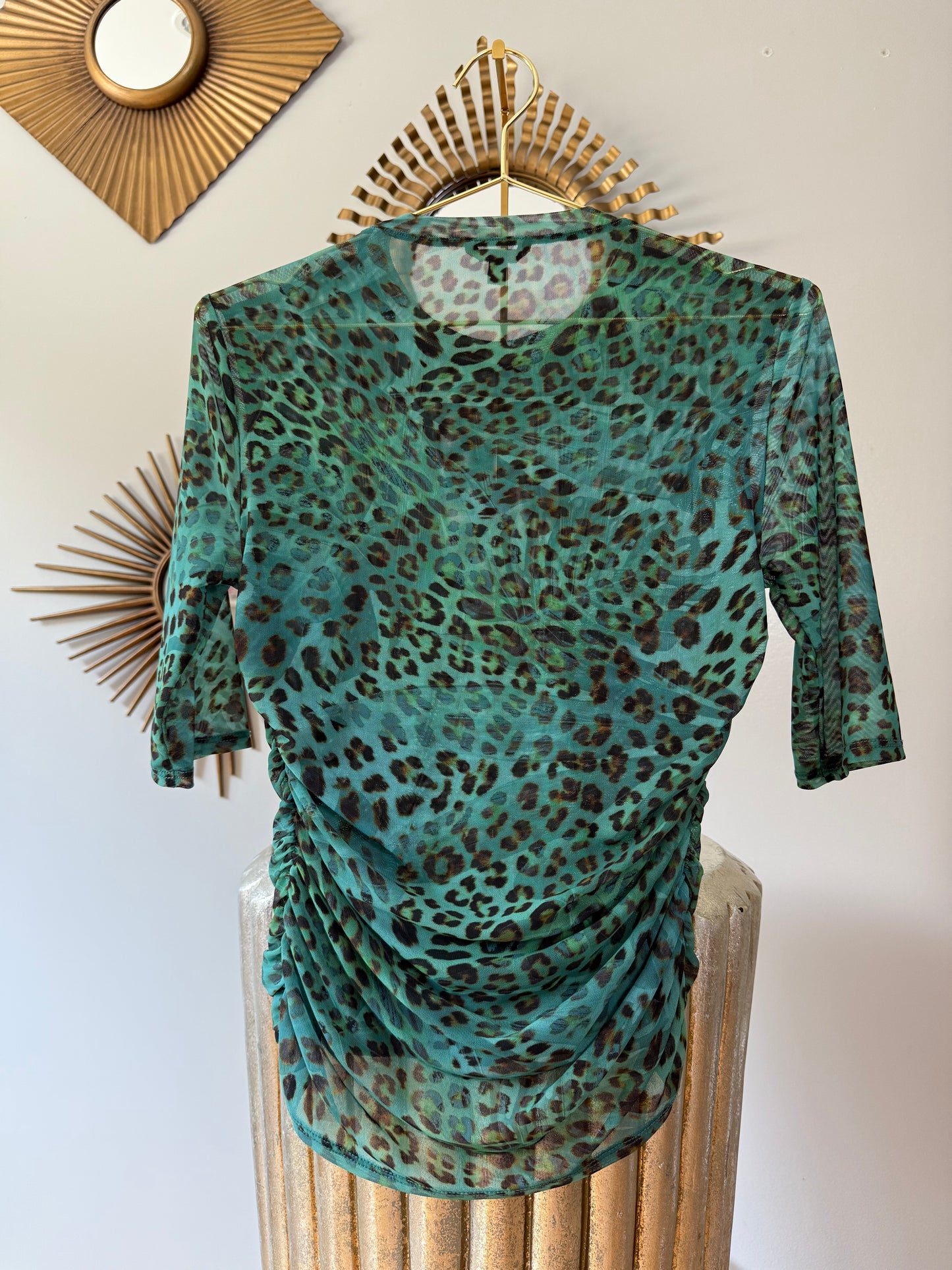 Guess - Blue Animal Print Mesh Top