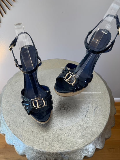 Christian Dior - Blue Patent Leather Strappy Sandals