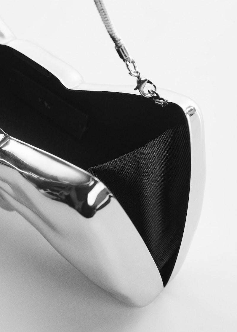 MANGO - Silver Bow Clutch Bag