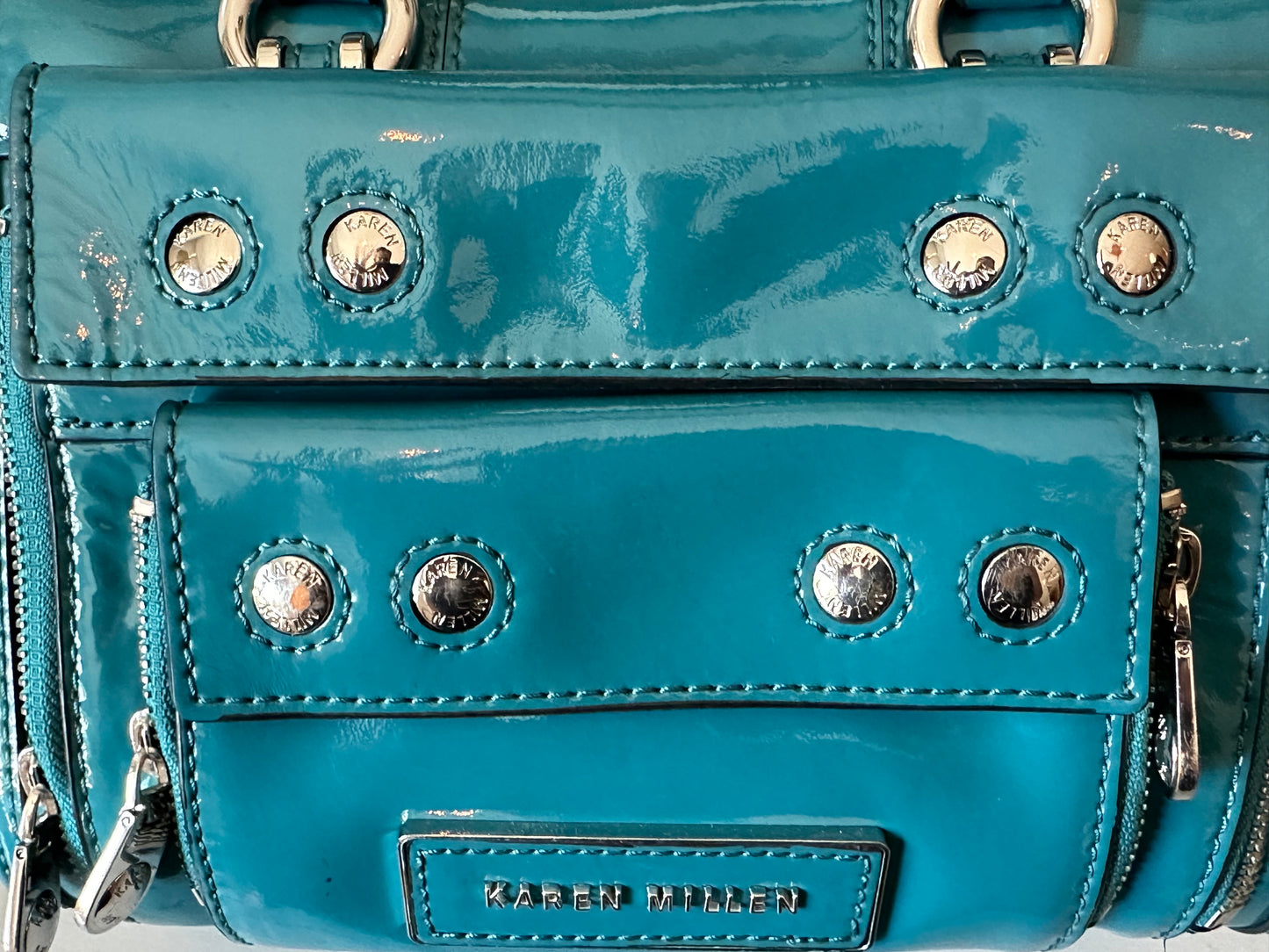 Karen Millen - Teal Patent Leather Handbag