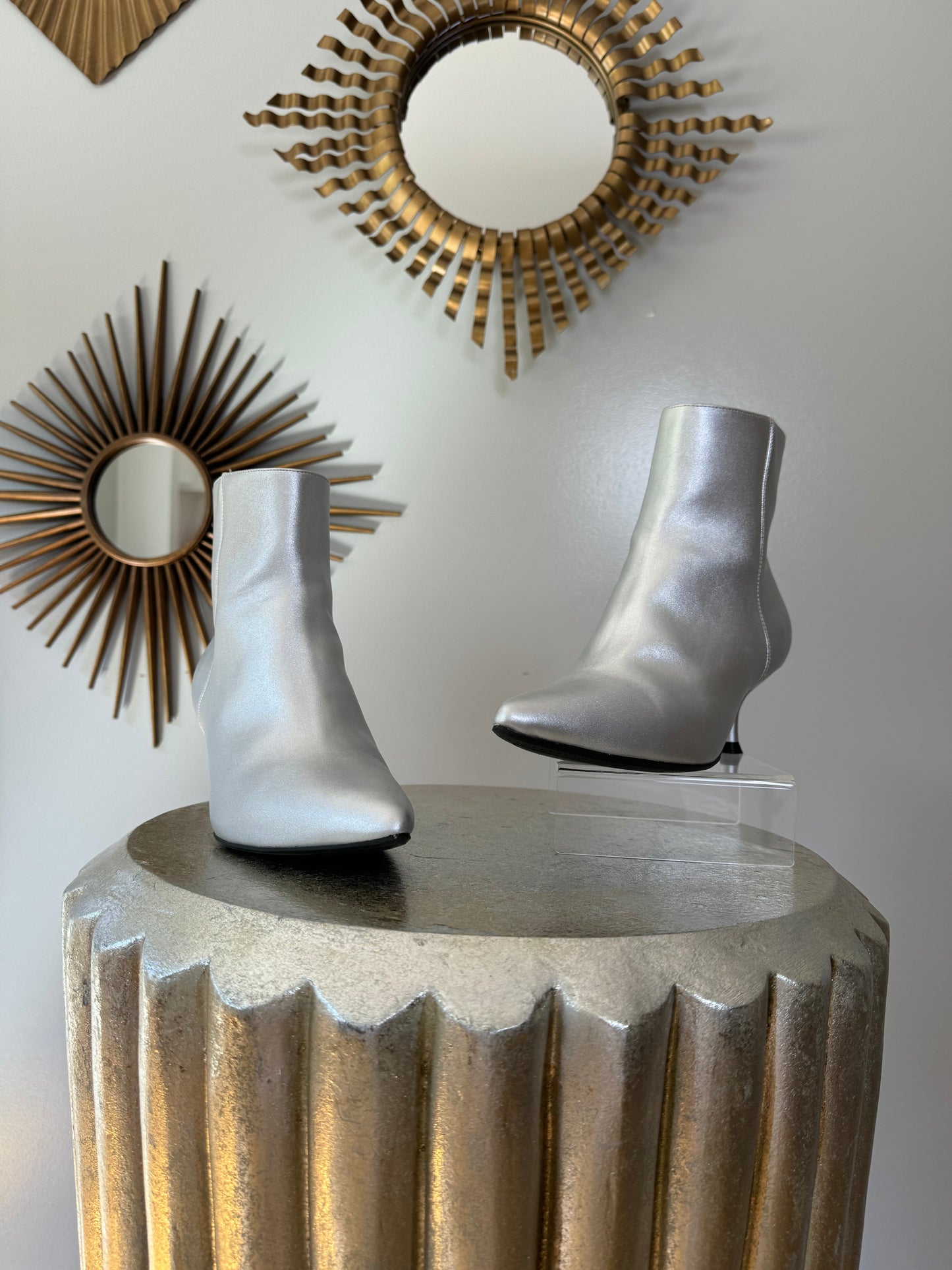 Rachel Zoe - Silver Synthetic Leather Booties