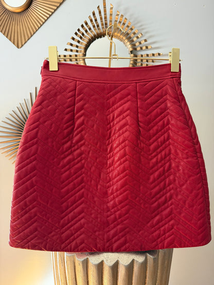 Gucci - Red Leather A-line Skirt