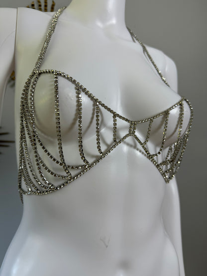 ZARA - Silver Rhinestone Bra Top