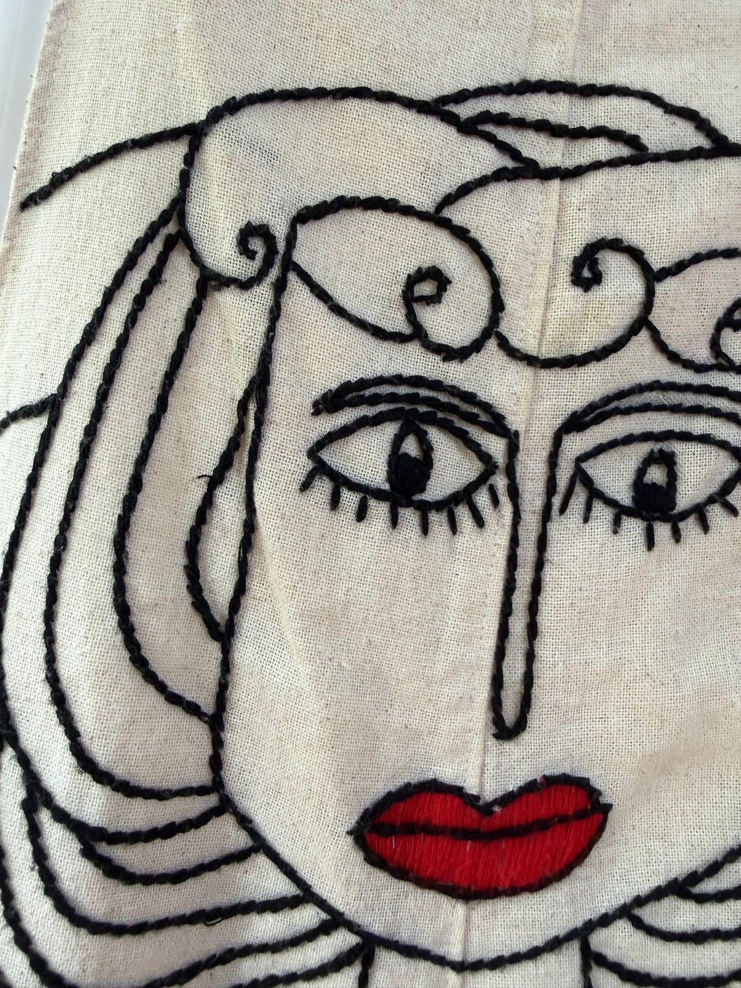 Beige Madame Red Hand Embroidered Overalls