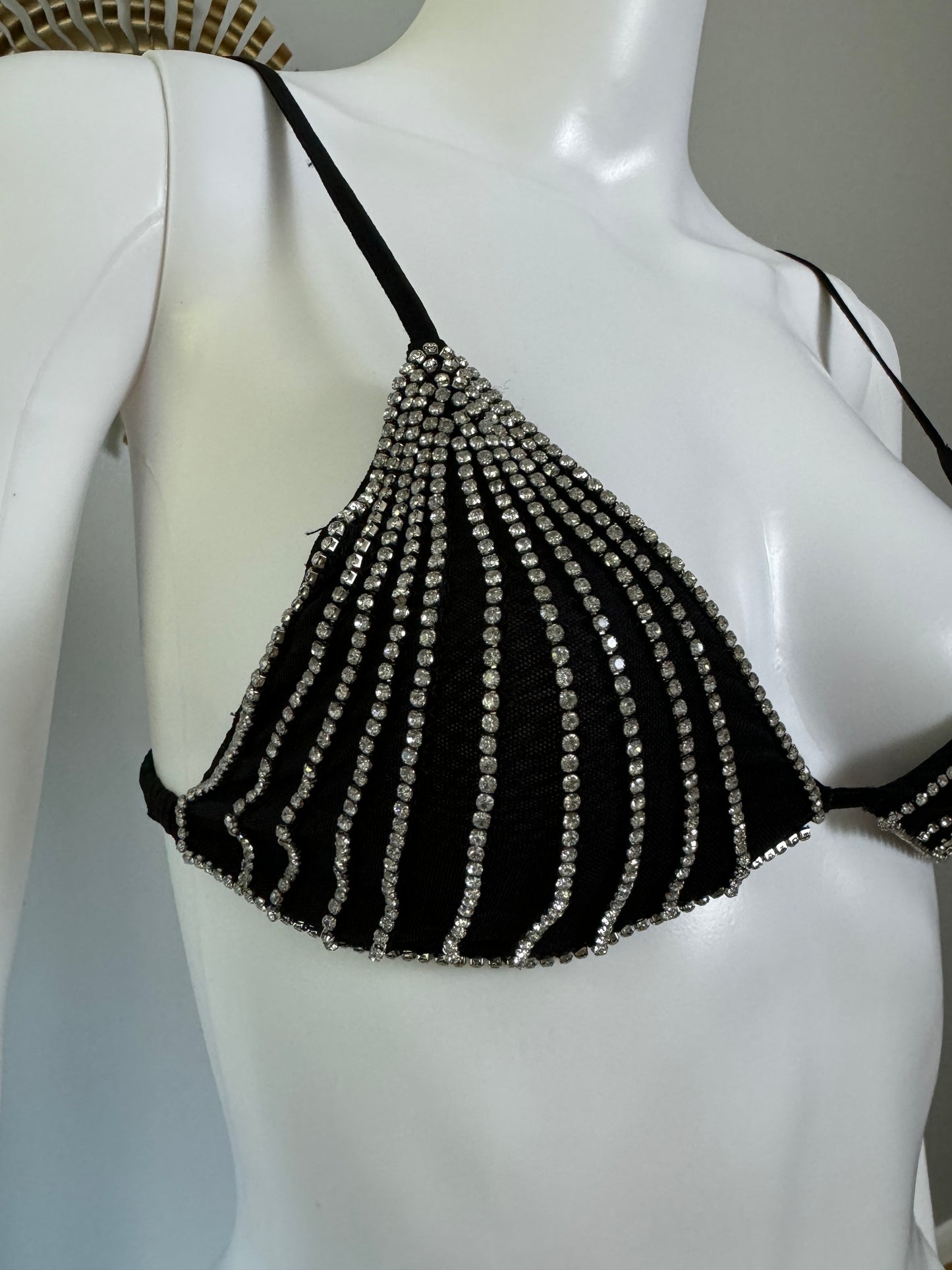 ZARA - Black Rhinestone Tulle Bra Top