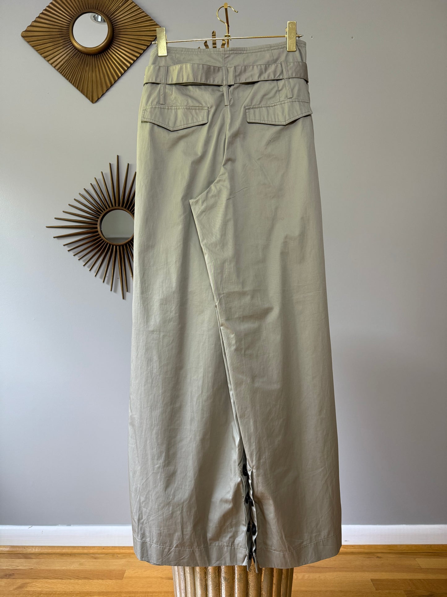 ZARA - Khaki High Waisted Wide Leg Pants With Belt