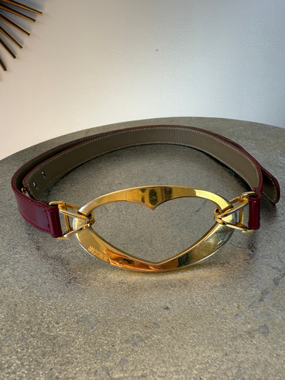 Moschino - Red Leather Heart Buckle Belt
