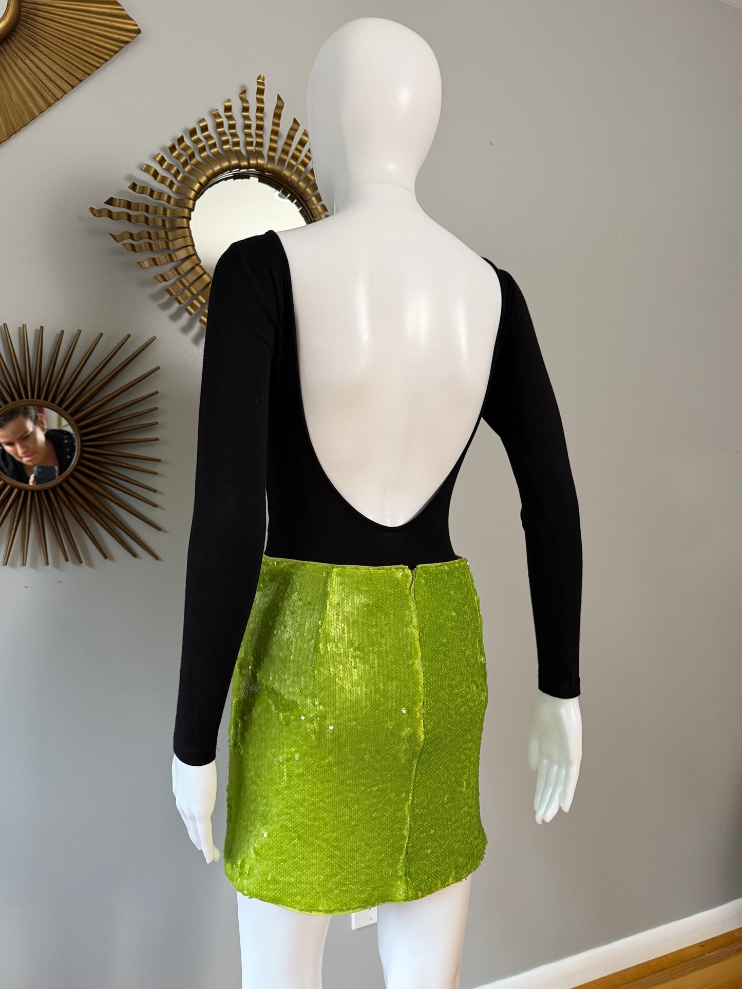 NBD - Green Apple Martini Sequin Mini Skirt