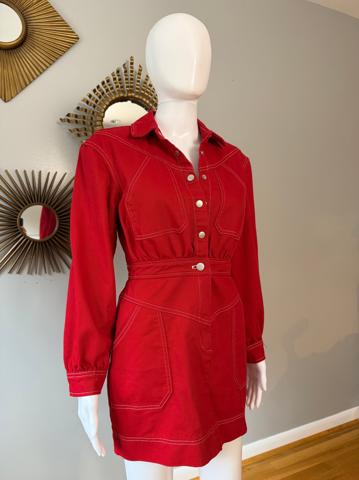 7 For all man kind - Red Denim Mini Dress