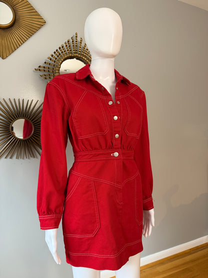 7 For all man kind - Red Denim Mini Dress