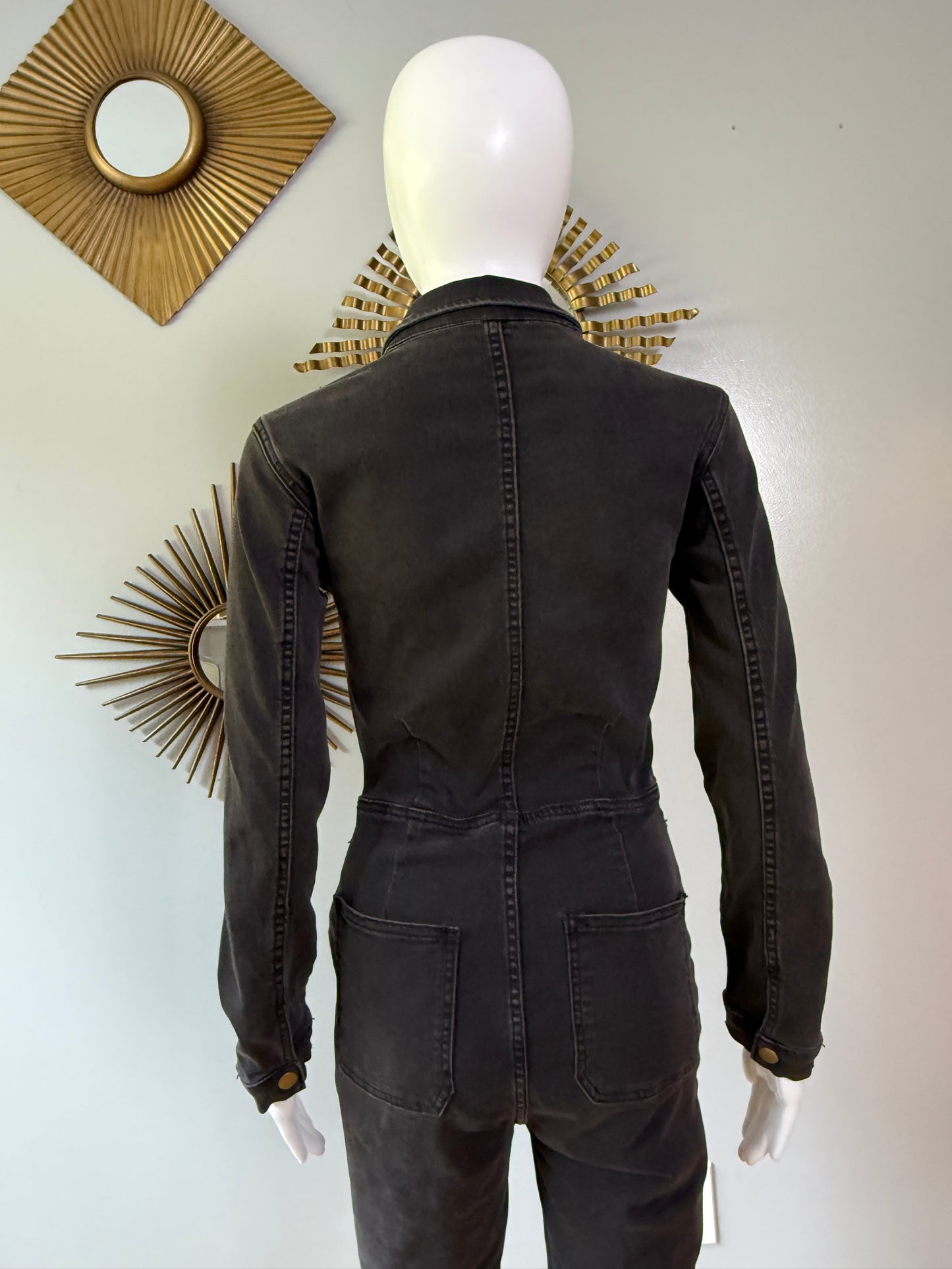 Free People - Black Denim Lennox Jumpsuit