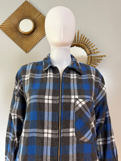 ZARA - Blue Plaid Flannel Tunic Top