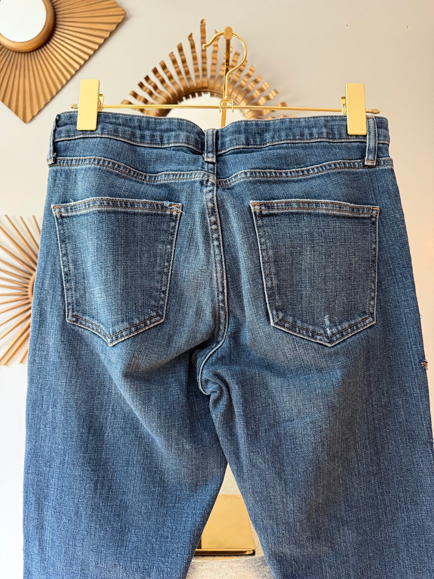 Topshop - Blue Beaded Lucas Moto Jeans