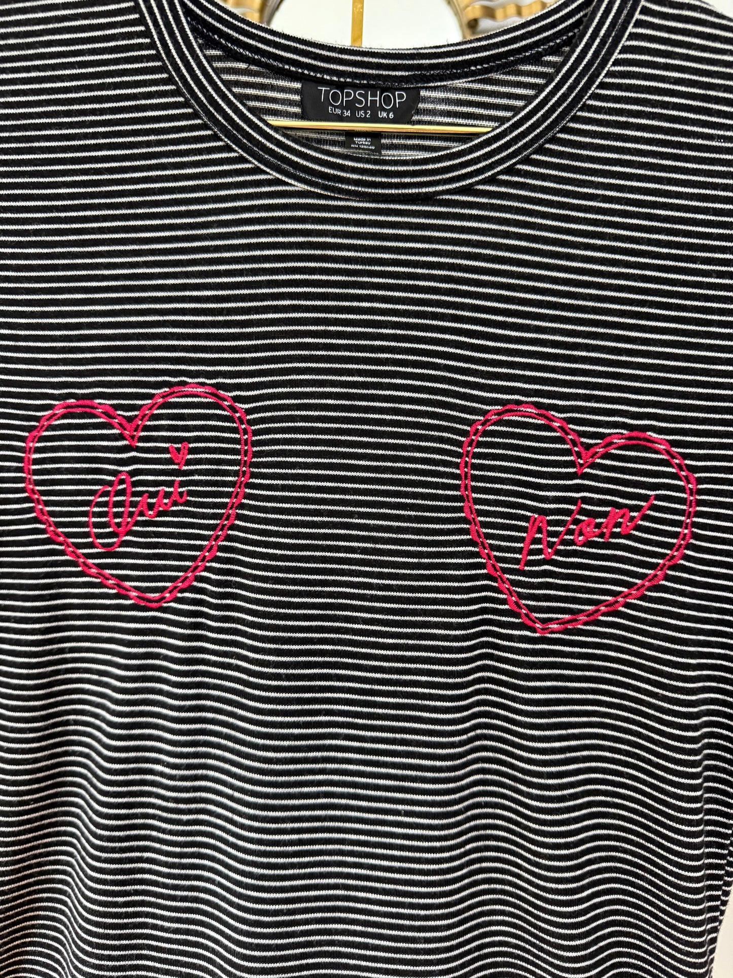 TopShop - Blue Striped Embroidered Shirt