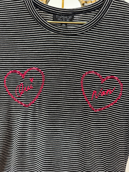 TopShop - Blue Striped Embroidered Shirt