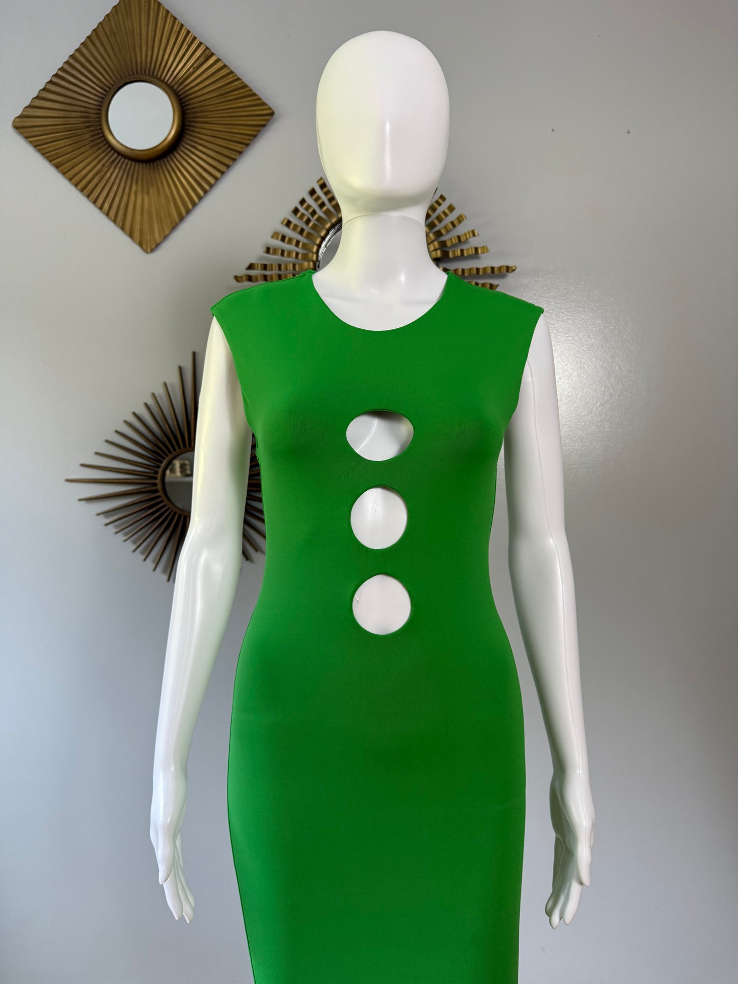Zara - Green Cutout Midi Dress