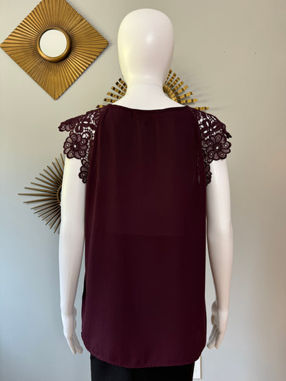 Burgundy Top w/ Lace Details