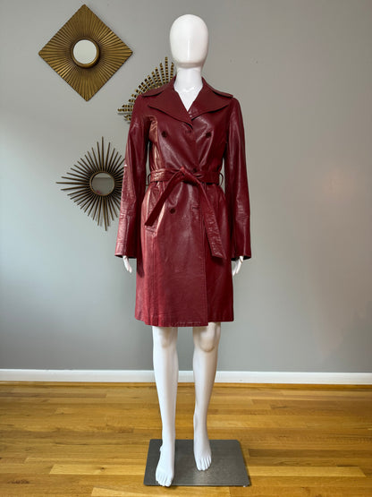 Theory - Burgundy Leather Trench Coat