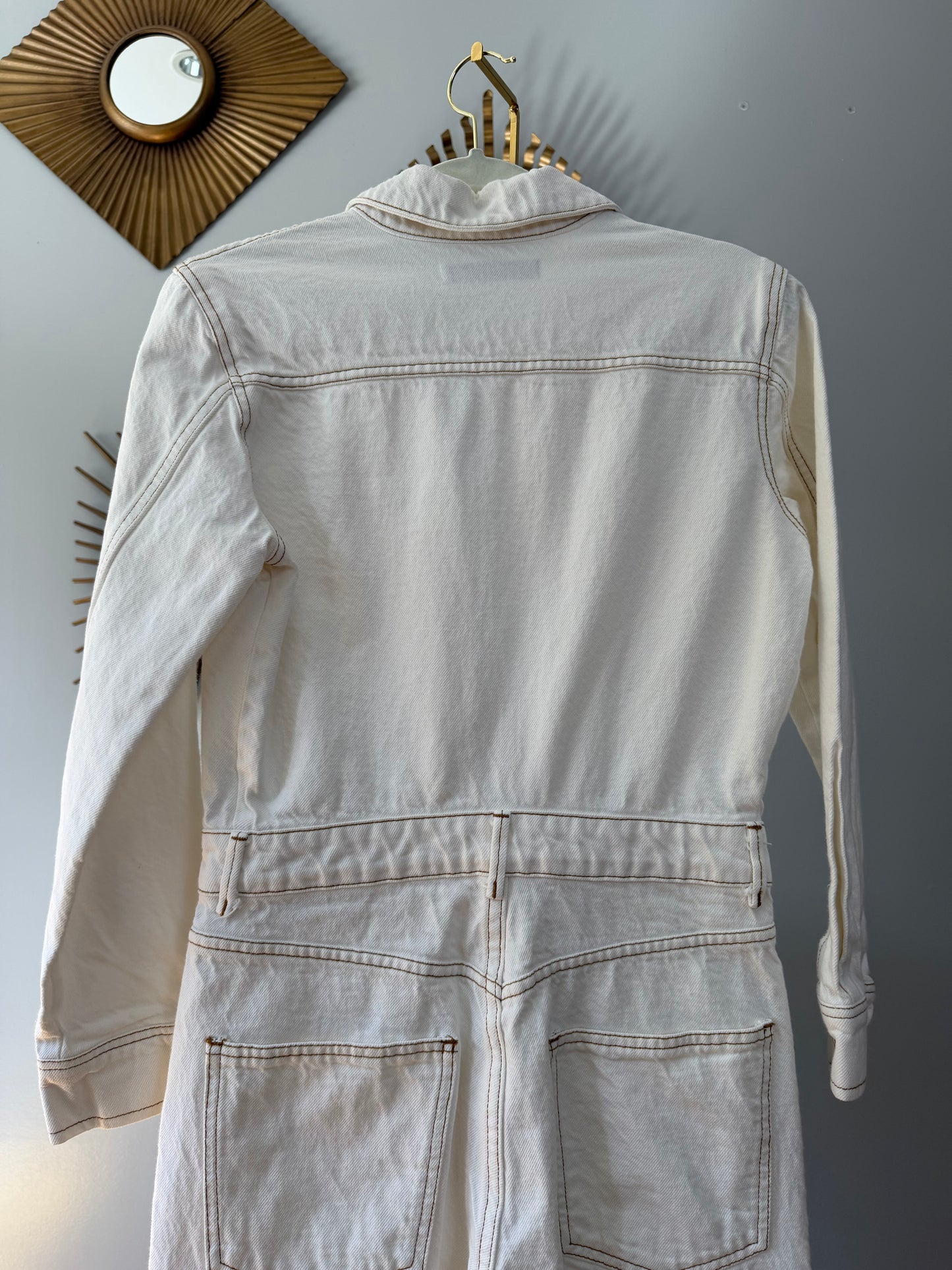 Zara - Beige Denim Jumpsuit