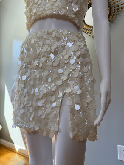 MESHKI - Ivory Maude Sequin Skirt & Top Set