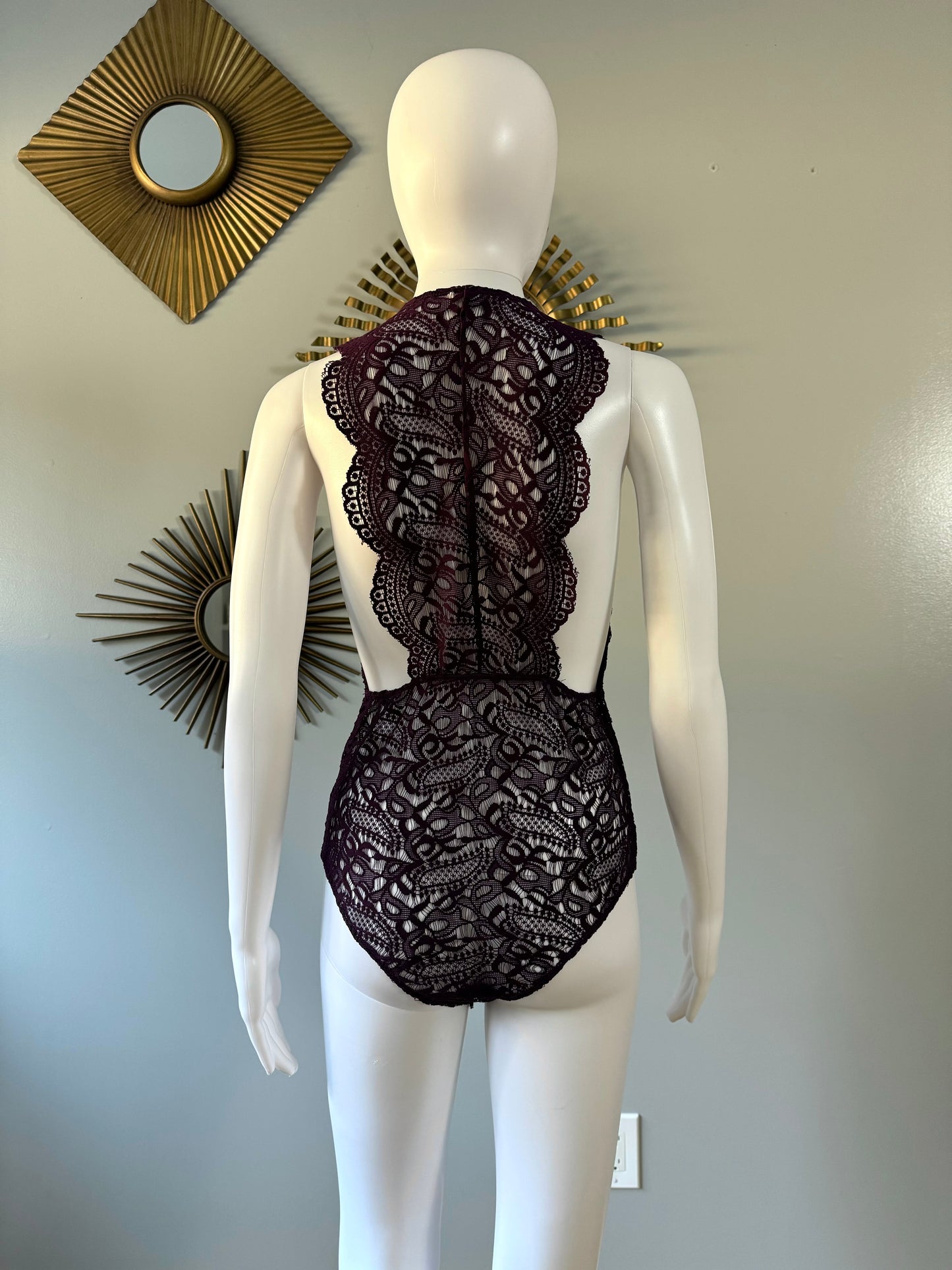 Stella Luce - Purple Lace Deep V Bodysuit