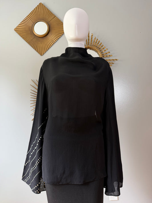 ZARA - Black Backless Embellished Top