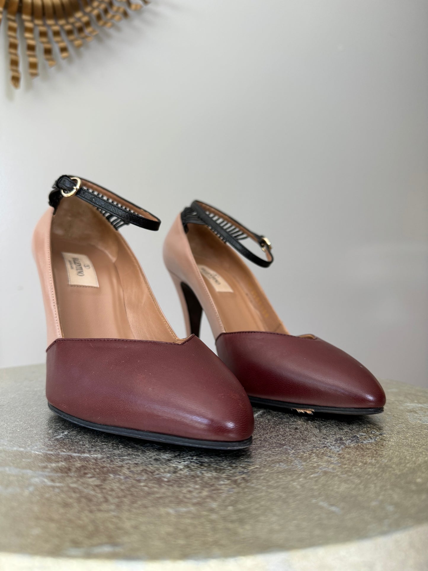 VALENTINO - Burgundy Scarpe Leather D’Orsay Heels