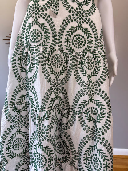 ZARA - Green Embroidered Midi Dress