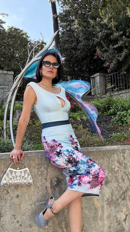 True Violet - Blue Floral Midi Dress