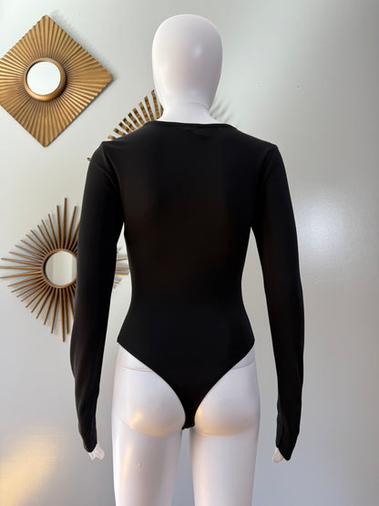 H:OURS - Black Tamika Cut-out Long Sleeve Bodysuit
