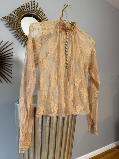 Forever 21 - Tan Lace Button Up Top