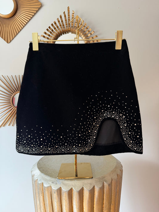 Zara - Black Mini Skirt w/ Rhinestone Accents